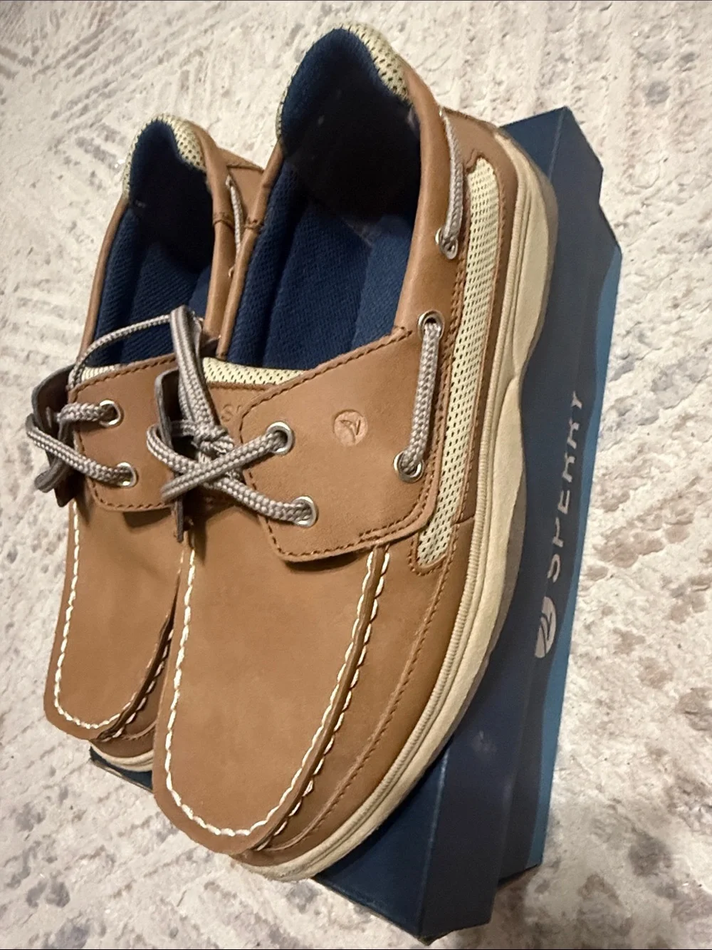 Sperry Kids Tan Leather Moccasin Boat Shoes
